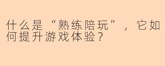 什么是“熟练陪玩”，它如何提升游戏体验？