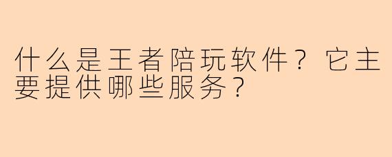 什么是王者陪玩软件？它主要提供哪些服务？