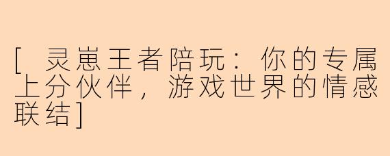 [灵崽王者陪玩：你的专属上分伙伴，游戏世界的情感联结]