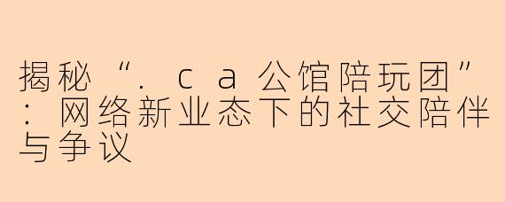 揭秘“.ca公馆陪玩团”：网络新业态下的社交陪伴与争议