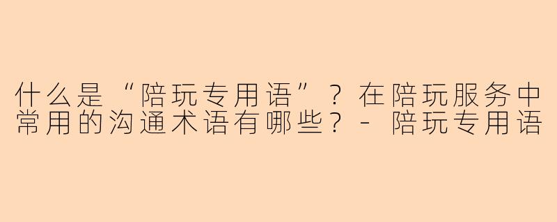 什么是“陪玩专用语”？在陪玩服务中常用的沟通术语有哪些？-陪玩专用语