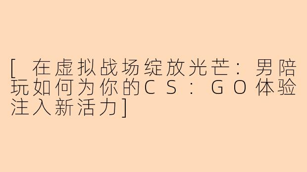 [在虚拟战场绽放光芒：男陪玩如何为你的CS:GO体验注入新活力]