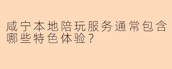 咸宁本地陪玩服务通常包含哪些特色体验？