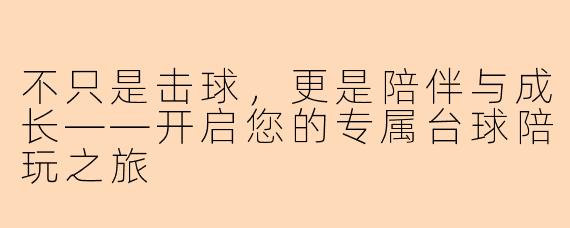 不只是击球，更是陪伴与成长——开启您的专属台球陪玩之旅