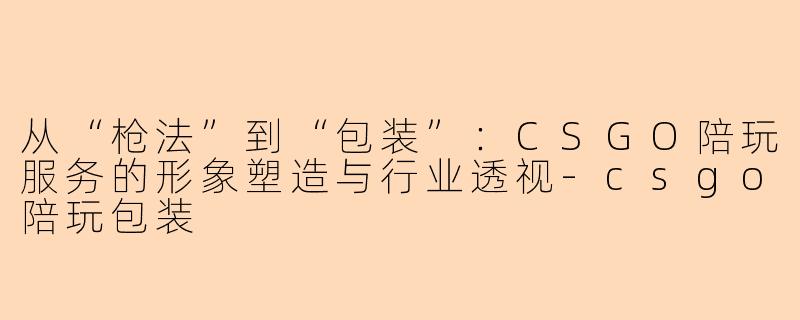 从“枪法”到“包装”：CSGO陪玩服务的形象塑造与行业透视-csgo陪玩包装