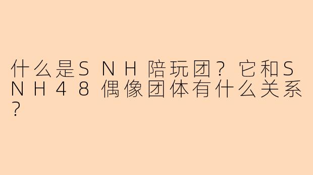 什么是SNH陪玩团？它和SNH48偶像团体有什么关系？