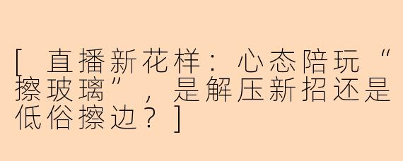 [直播新花样：心态陪玩“擦玻璃”，是解压新招还是低俗擦边？]