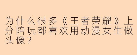 为什么很多《王者荣耀》上分陪玩都喜欢用动漫女生做头像？