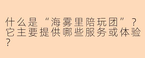 什么是“海雾里陪玩团”?它主要提供哪些服务或体验?