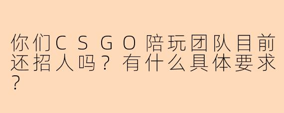 你们CSGO陪玩团队目前还招人吗？有什么具体要求？
