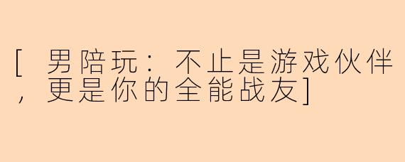 [男陪玩：不止是游戏伙伴，更是你的全能战友]