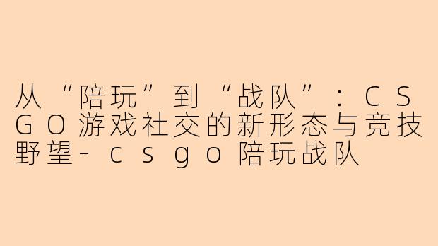 从“陪玩”到“战队”:CSGO游戏社交的新形态与竞技野望-csgo陪玩战队