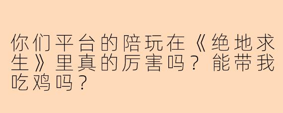 你们平台的陪玩在《绝地求生》里真的厉害吗？能带我吃鸡吗？