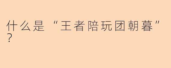 什么是“王者陪玩团朝暮”？