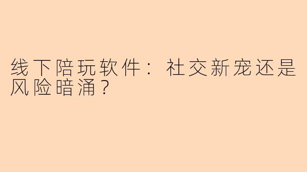 线下陪玩软件：社交新宠还是风险暗涌？
