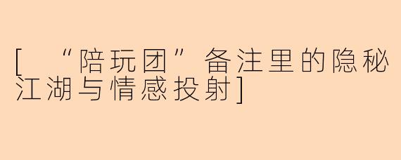 [“陪玩团”备注里的隐秘江湖与情感投射]