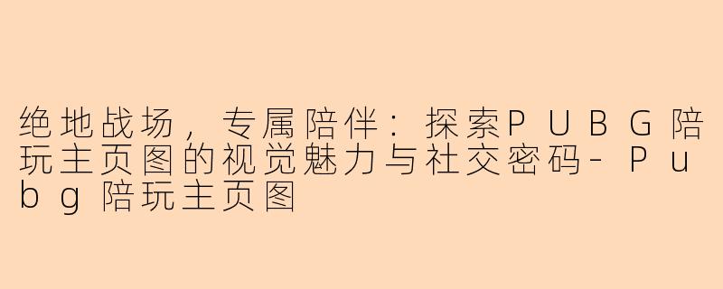 绝地战场,专属陪伴:探索PUBG陪玩主页图的视觉魅力与社交密码-Pubg陪玩主页图