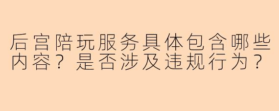 后宫陪玩服务具体包含哪些内容？是否涉及违规行为？