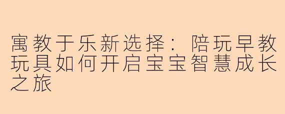 寓教于乐新选择：陪玩早教玩具如何开启宝宝智慧成长之旅