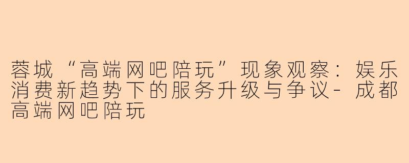 蓉城“高端网吧陪玩”现象观察:娱乐消费新趋势下的服务升级与争议-成都高端网吧陪玩