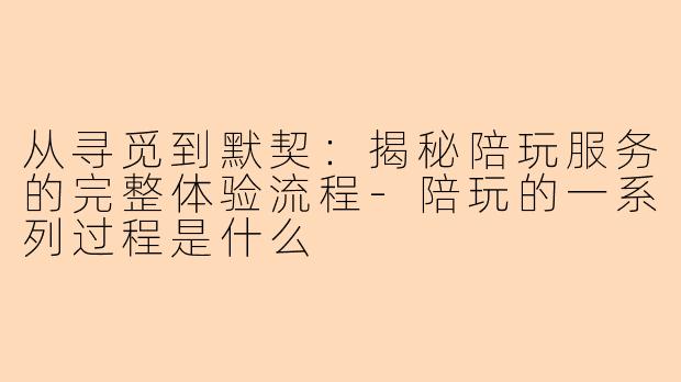 从寻觅到默契：揭秘陪玩服务的完整体验流程-陪玩的一系列过程是什么