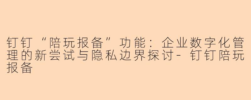 钉钉“陪玩报备”功能：企业数字化管理的新尝试与隐私边界探讨-钉钉陪玩报备