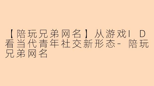 【陪玩兄弟网名】从游戏ID看当代青年社交新形态-陪玩兄弟网名