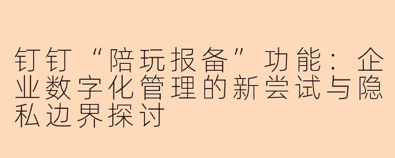 钉钉“陪玩报备”功能：企业数字化管理的新尝试与隐私边界探讨