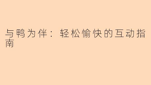 与鸭为伴：轻松愉快的互动指南