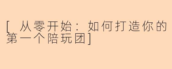 [从零开始：如何打造你的第一个陪玩团]