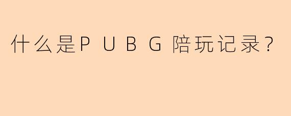 什么是PUBG陪玩记录？