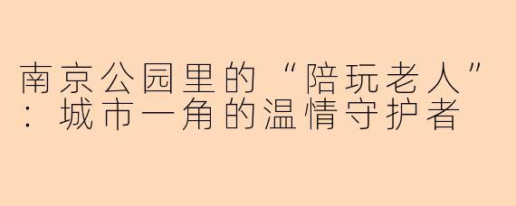 南京公园里的“陪玩老人”：城市一角的温情守护者