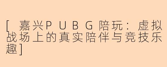 [嘉兴PUBG陪玩：虚拟战场上的真实陪伴与竞技乐趣]