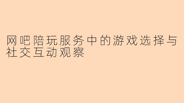 网吧陪玩服务中的游戏选择与社交互动观察
