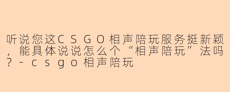 听说您这CSGO相声陪玩服务挺新颖，能具体说说怎么个“相声陪玩”法吗？