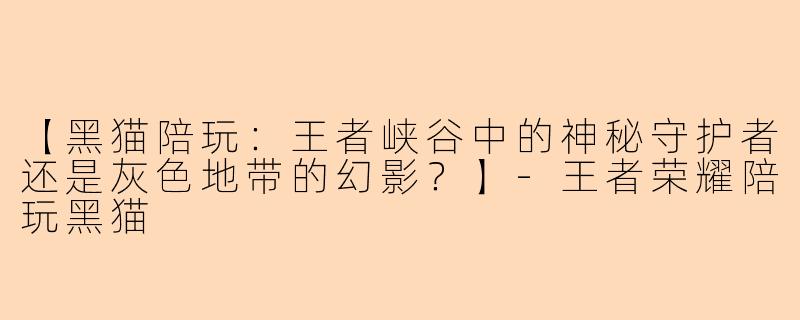 【黑猫陪玩:王者峡谷中的神秘守护者还是灰色地带的幻影?】-王者荣耀陪玩黑猫