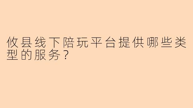 攸县线下陪玩平台提供哪些类型的服务？