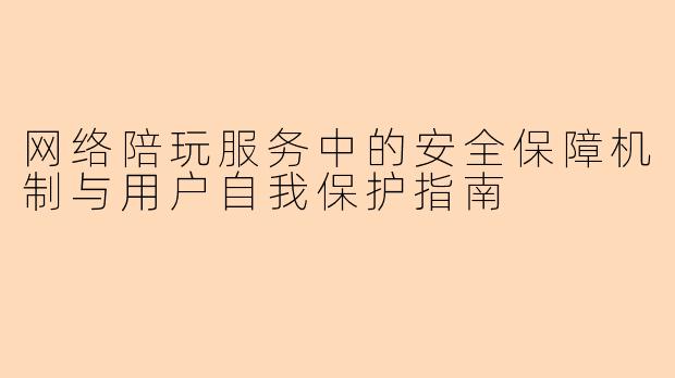 网络陪玩服务中的安全保障机制与用户自我保护指南