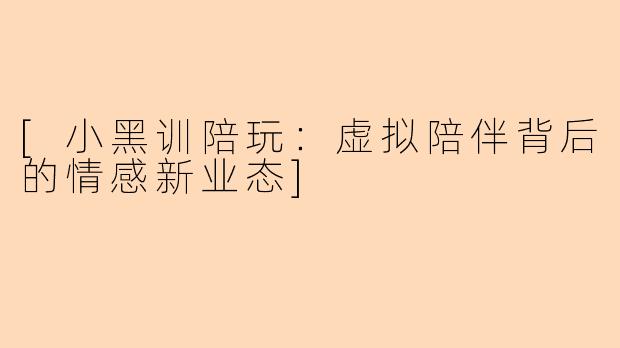 [小黑训陪玩：虚拟陪伴背后的情感新业态]