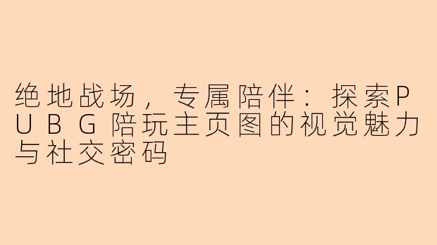 绝地战场，专属陪伴：探索PUBG陪玩主页图的视觉魅力与社交密码