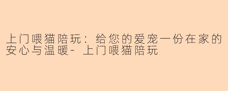 上门喂猫陪玩：给您的爱宠一份在家的安心与温暖-上门喂猫陪玩