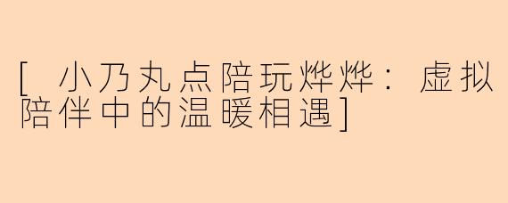 [小乃丸点陪玩烨烨：虚拟陪伴中的温暖相遇]
