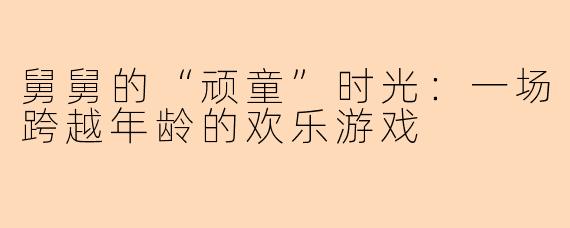 舅舅的“顽童”时光:一场跨越年龄的欢乐游戏