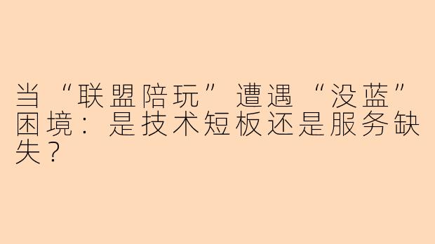 当“联盟陪玩”遭遇“没蓝”困境：是技术短板还是服务缺失？