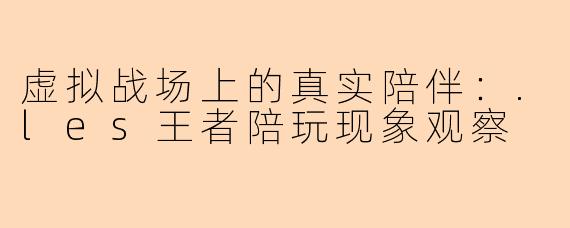 虚拟战场上的真实陪伴：.les王者陪玩现象观察