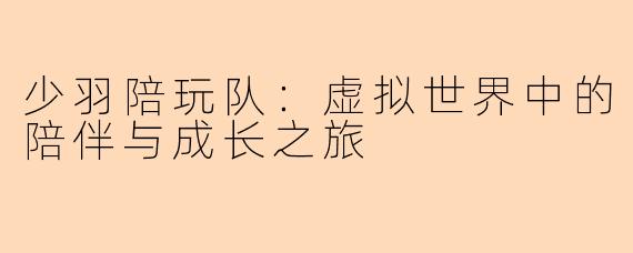 少羽陪玩队：虚拟世界中的陪伴与成长之旅