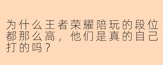为什么王者荣耀陪玩的段位都那么高，他们是真的自己打的吗？