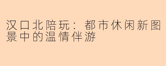 汉口北陪玩：都市休闲新图景中的温情伴游