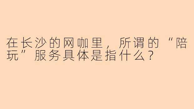 在长沙的网咖里，所谓的“陪玩”服务具体是指什么？