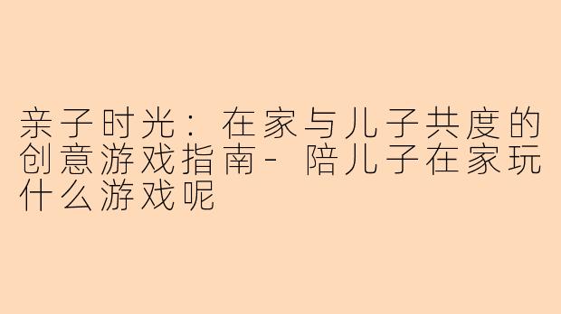 亲子时光：在家与儿子共度的创意游戏指南-陪儿子在家玩什么游戏呢
